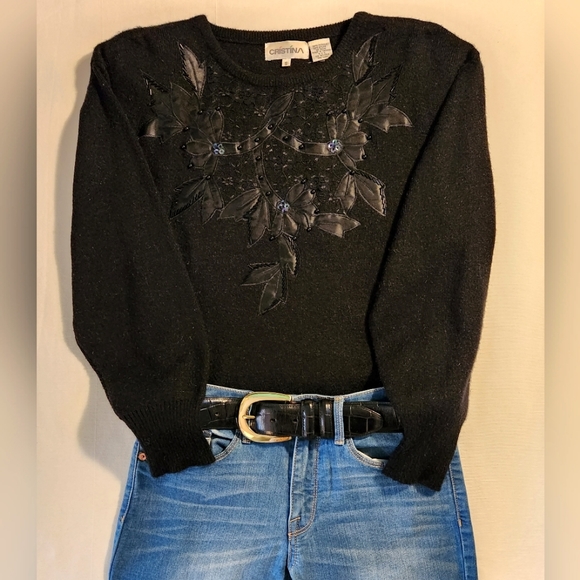 cristina Sweaters - Vintage Cristina Black Sweater Size S